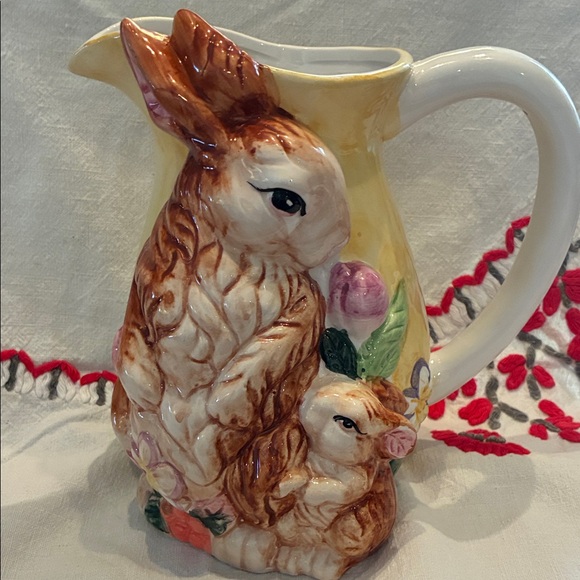 Charming Rabbit Ceramic Easter Pitcher - Picture 2 of 7